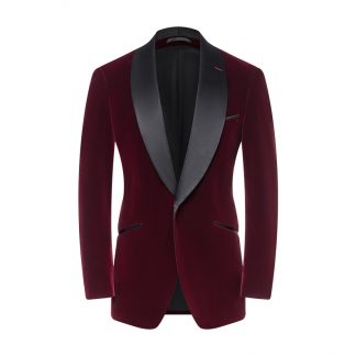 WINE VELVET SHAWL LAPEL