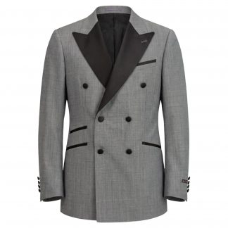 Steel Grey DB Black Peak Tuxedo Jacket dinner jacket, The Bespoke Room Atlanta.